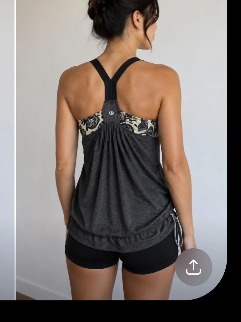Lululemon Run Backnon Track Tank Lacefolage  Polar Cream Size 8 - Picture 2 of 7